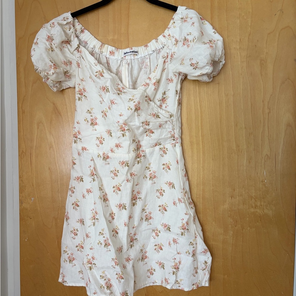Reformation off the shoulder mini dress